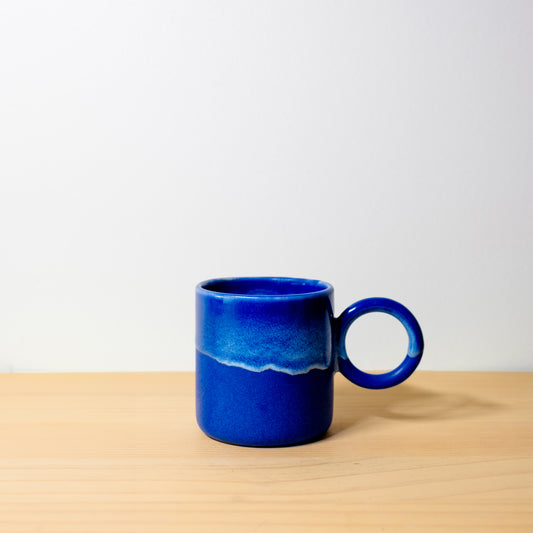 Blue Drip Mug (round handle)